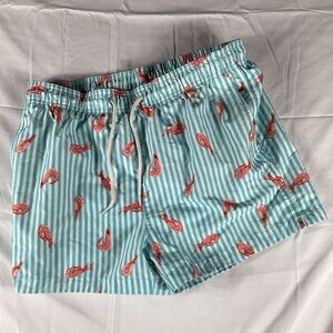 H&M | Aqua and White Shrimp Print Shorts